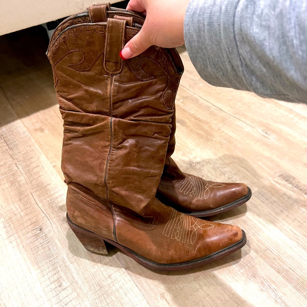 Brown Leather Cowboy Boots